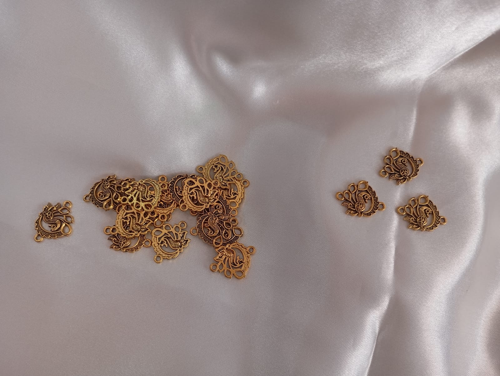 Peacock Charms 2, Gold Metal Charm Pendants DIY for Necklace Bracelet Jewellary Making, Crafting and Silk Thread Bangle Making..