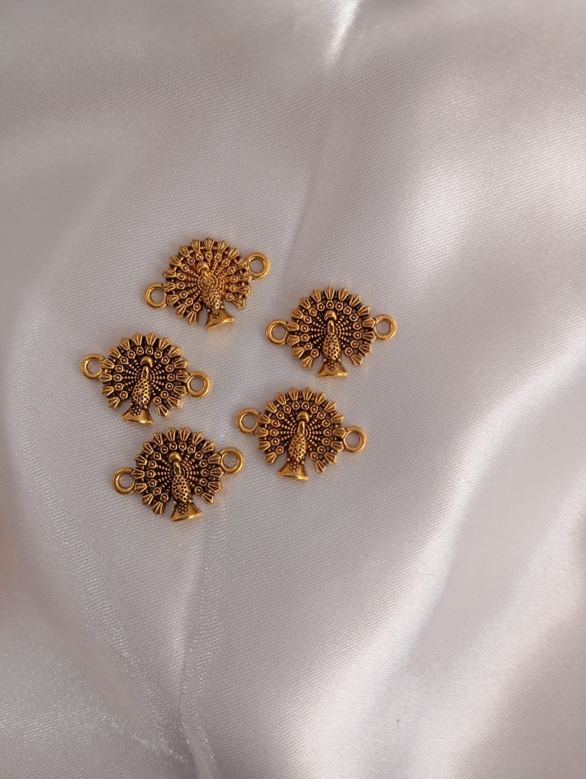 Peacock Charms, Gold Metal Charm Pendants DIY for Necklace Bracelet Jewellary Making, Crafting and Silk Thread Bangle Making