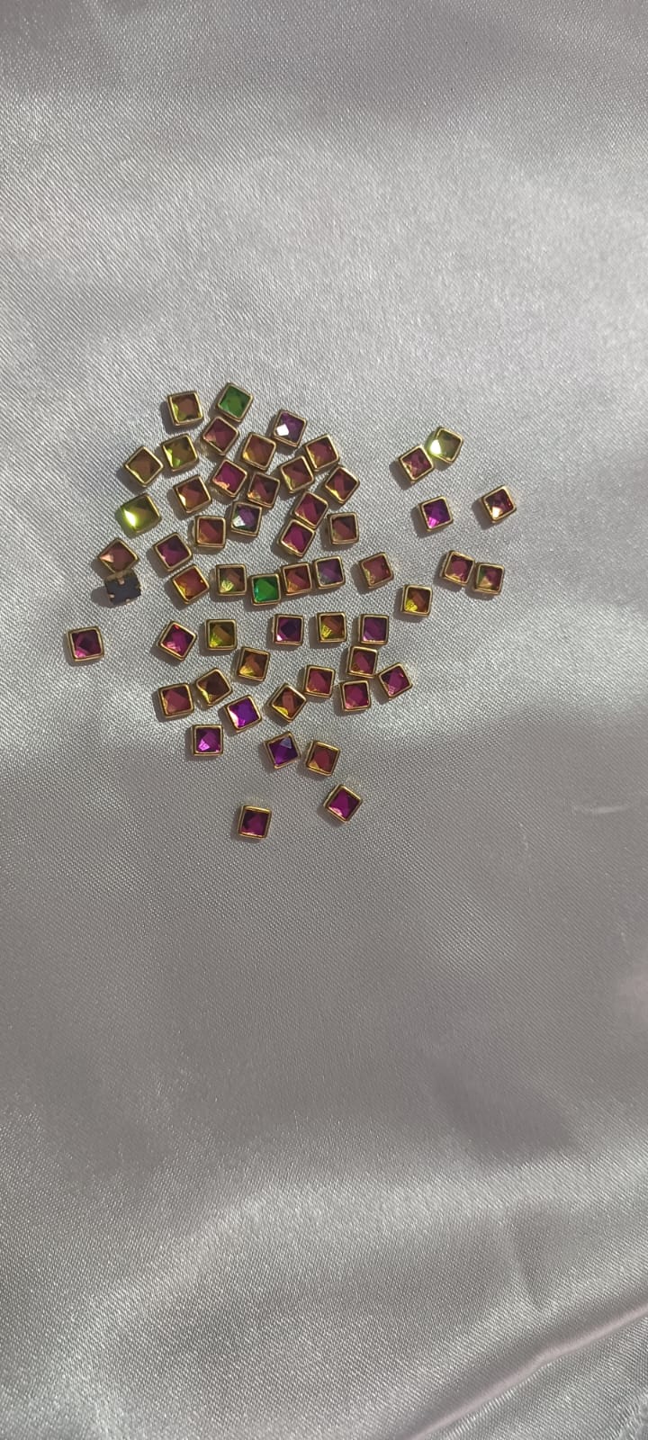 Square Kundans Rain Bow colour